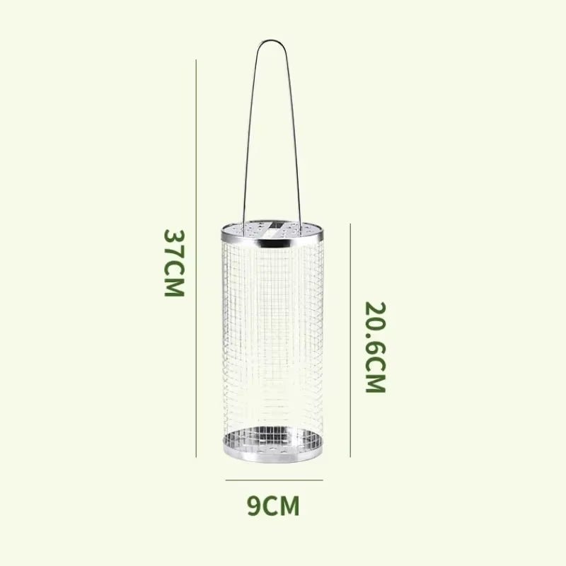 Portable Stainless Steel Barbecue Cages Grill Basket Camping Picnic Cookware Outdoor round BBQ Campfire Grid Rolling Grill Baske - AuvixAuvix