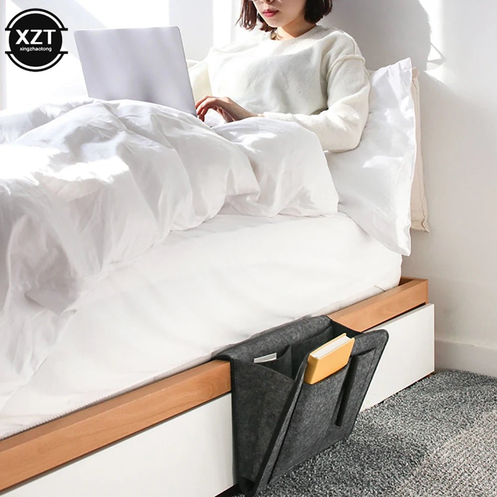 1Pc Felt Bedside Storage Organizer Phone Book Magazine Holder Pockets Hanging Storage Bag Baby Tissue Box for Bed Sofa Side Pouc - AuvixAuvix