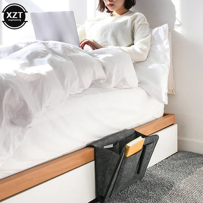 1Pc Felt Bedside Storage Organizer Phone Book Magazine Holder Pockets Hanging Storage Bag Baby Tissue Box for Bed Sofa Side Pouc - AuvixAuvix