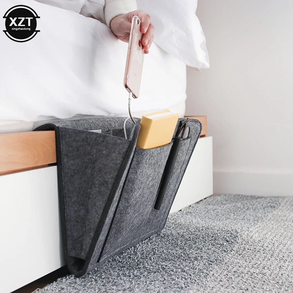 1Pc Felt Bedside Storage Organizer Phone Book Magazine Holder Pockets Hanging Storage Bag Baby Tissue Box for Bed Sofa Side Pouc - AuvixAuvix