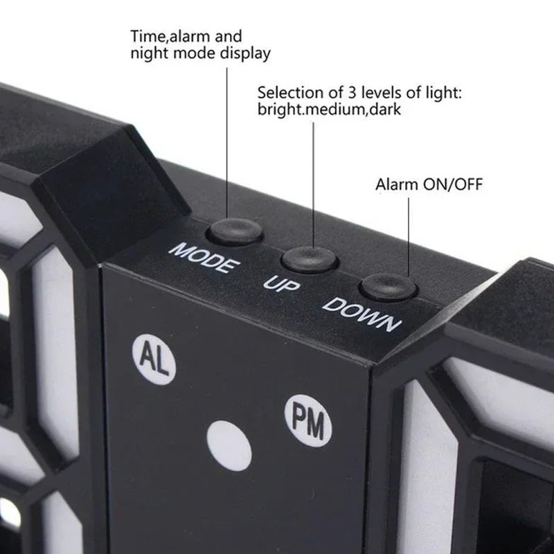 3D LED Digital Clock Wall Decoration Glow Night Mode Decoration for Bedroom Adjustable Electronic Watch Room Decor Aesthetics - AuvixAuvix