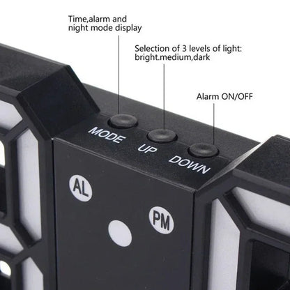 3D LED Digital Clock Wall Decoration Glow Night Mode Decoration for Bedroom Adjustable Electronic Watch Room Decor Aesthetics - AuvixAuvix