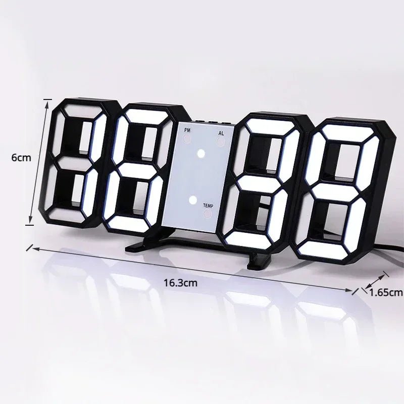 3D LED Digital Clock Wall Decoration Glow Night Mode Decoration for Bedroom Adjustable Electronic Watch Room Decor Aesthetics - AuvixAuvix