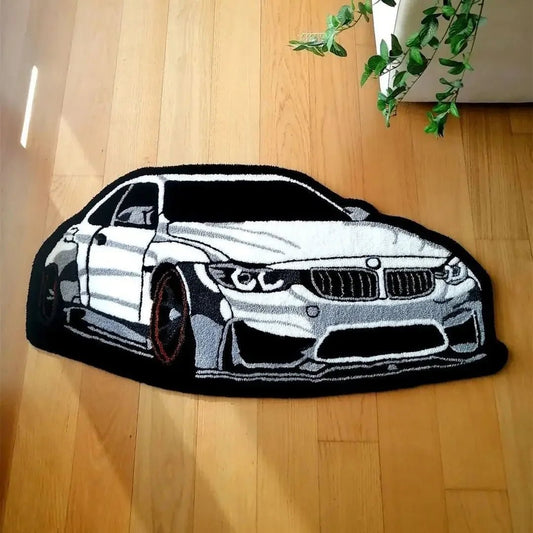 Cool White Car Rug Digital Printing Technology Simple Housewarming Gift Handmade Non - Slip Decorative Carpet - AuvixAuvix