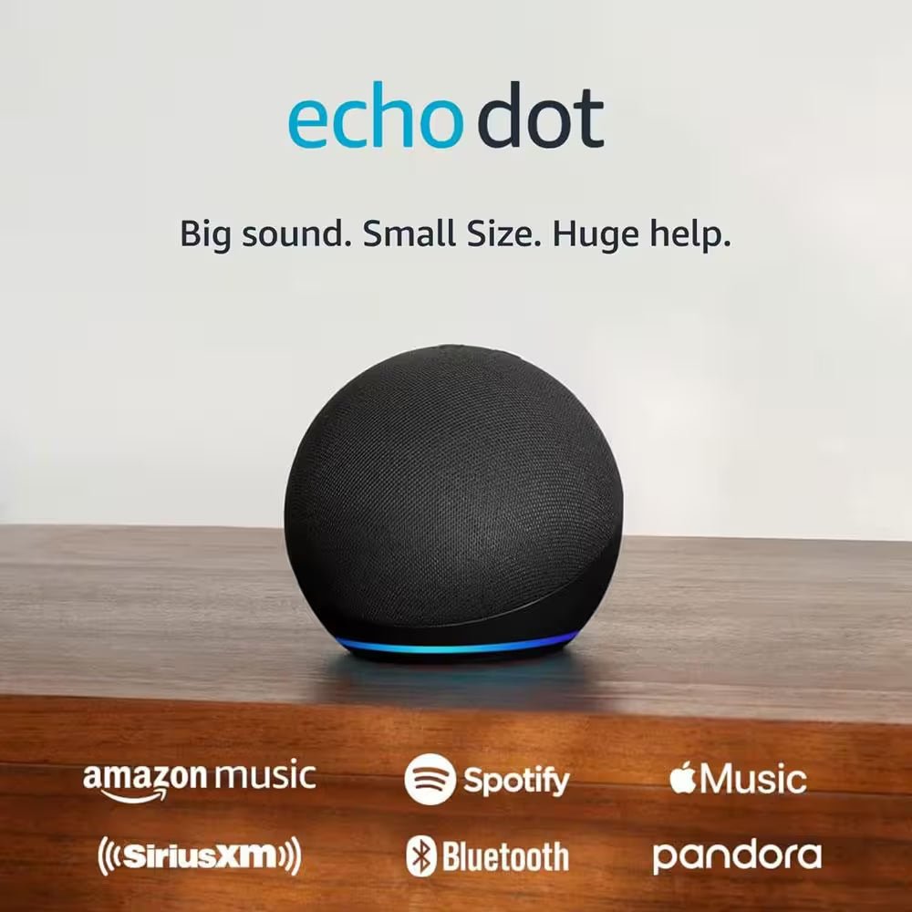 Echo Dot (5Th Gen, 2022 Release) Smart Speaker with Alexa Charcoal - AuvixAuvix