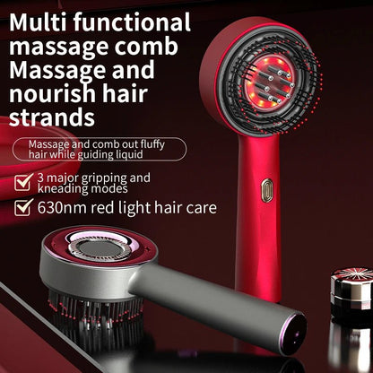 Electric Vibration Massage Comb Red Light Therapy Hair Growth Massage Scalp Brush anti Hair Loss Liquid Oil Applicator Hair Care - AuvixAuvix