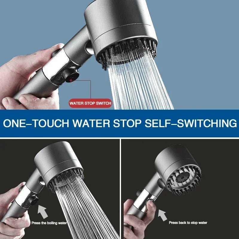 High Pressurized Filter Shower Head 3 - Mode Adjustable Spray with Massage Brush Rain Faucet Bathroom Accessories - AuvixAuvix