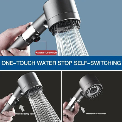 High Pressurized Filter Shower Head 3 - Mode Adjustable Spray with Massage Brush Rain Faucet Bathroom Accessories - AuvixAuvix