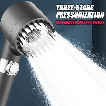 High Pressurized Filter Shower Head 3 - Mode Adjustable Spray with Massage Brush Rain Faucet Bathroom Accessories - AuvixAuvix