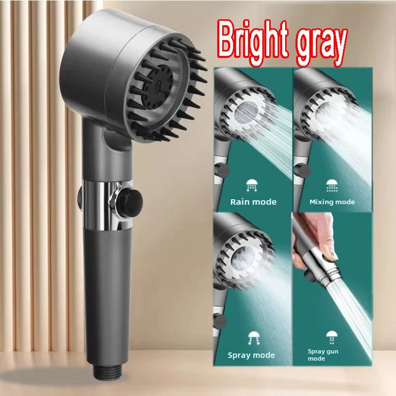 High Pressurized Filter Shower Head 3 - Mode Adjustable Spray with Massage Brush Rain Faucet Bathroom Accessories - AuvixAuvix