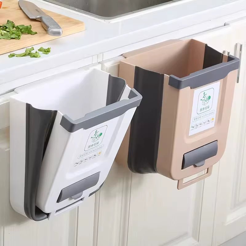 Kitchen Folding Trash Can Wall Mounted Trash Can Kitchen Cabinet Door Mounted Trash Can Folding Trash Can for Vehicles - AuvixAuvix