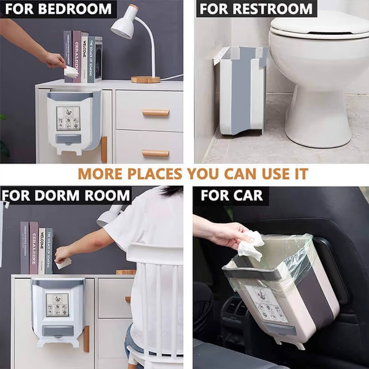 Kitchen Folding Trash Can Wall Mounted Trash Can Kitchen Cabinet Door Mounted Trash Can Folding Trash Can for Vehicles - AuvixAuvix