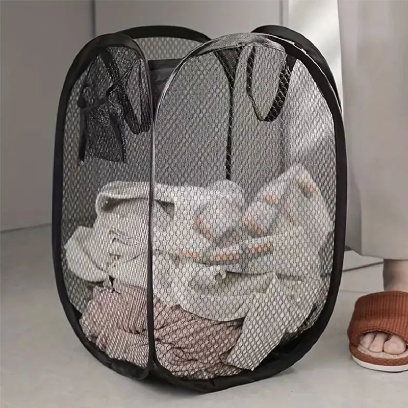 Mesh Pop - Up Laundry Basket, Laundry Basket, Foldable Dirty Clothes Storage Basket, Large Capacity Storage Basket - AuvixAuvix