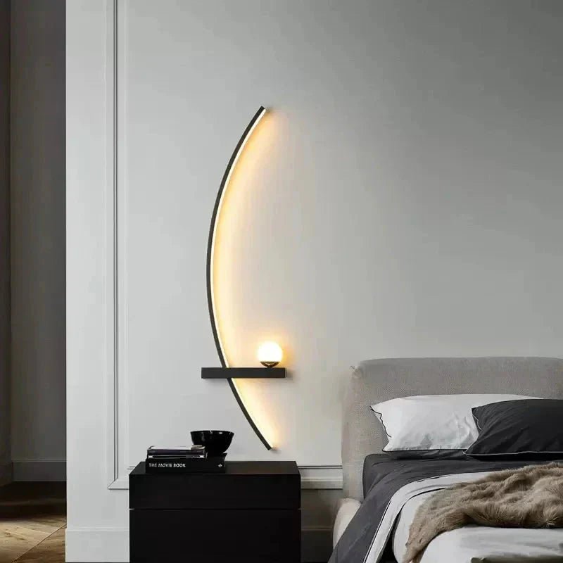 Modern LED Wall Lamp – Minimalist Art Design for Bedroom, Living Room, and Bathroom, Gold/Black - AuvixAuvix