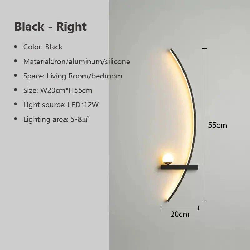 Modern LED Wall Lamp – Minimalist Art Design for Bedroom, Living Room, and Bathroom, Gold/Black - AuvixAuvix