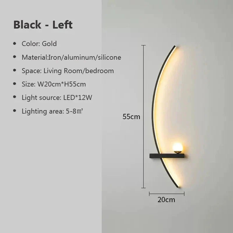 Modern LED Wall Lamp – Minimalist Art Design for Bedroom, Living Room, and Bathroom, Gold/Black - AuvixAuvix
