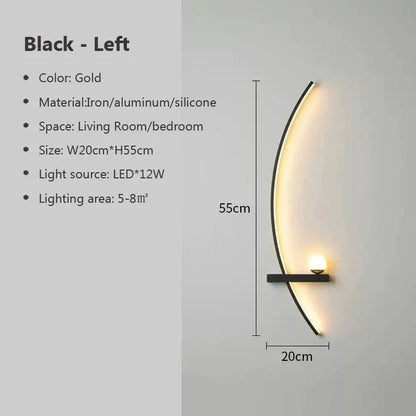 Modern LED Wall Lamp – Minimalist Art Design for Bedroom, Living Room, and Bathroom, Gold/Black - AuvixAuvix