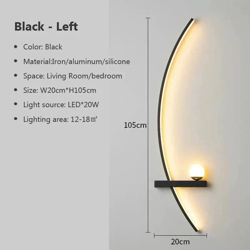 Modern LED Wall Lamp – Minimalist Art Design for Bedroom, Living Room, and Bathroom, Gold/Black - AuvixAuvix