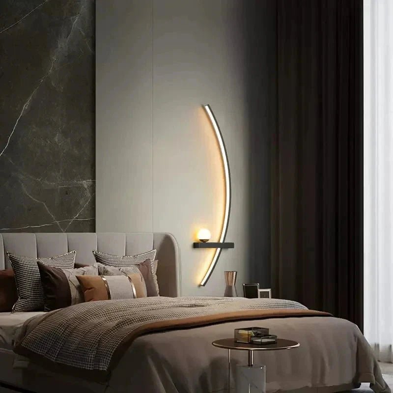 Modern LED Wall Lamp – Minimalist Art Design for Bedroom, Living Room, and Bathroom, Gold/Black - AuvixAuvix