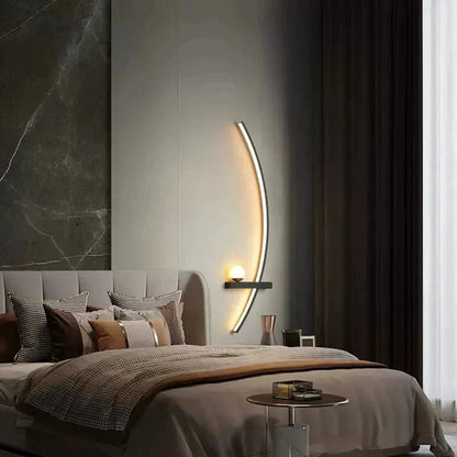 Modern LED Wall Lamp – Minimalist Art Design for Bedroom, Living Room, and Bathroom, Gold/Black - AuvixAuvix