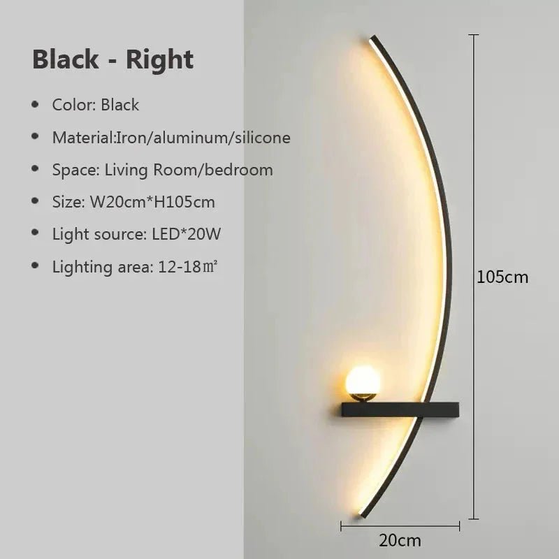 Modern LED Wall Lamp – Minimalist Art Design for Bedroom, Living Room, and Bathroom, Gold/Black - AuvixAuvix