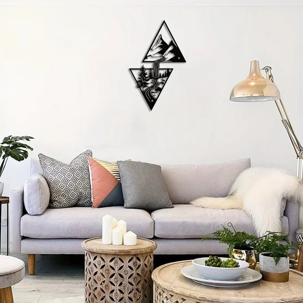 Mountain Wall Art, Mountain Waterfall Metal Wall Art Home Decor, Metal Wall Art, Home Decor Modern Art Wall Ornaments Artwork - AuvixAuvix