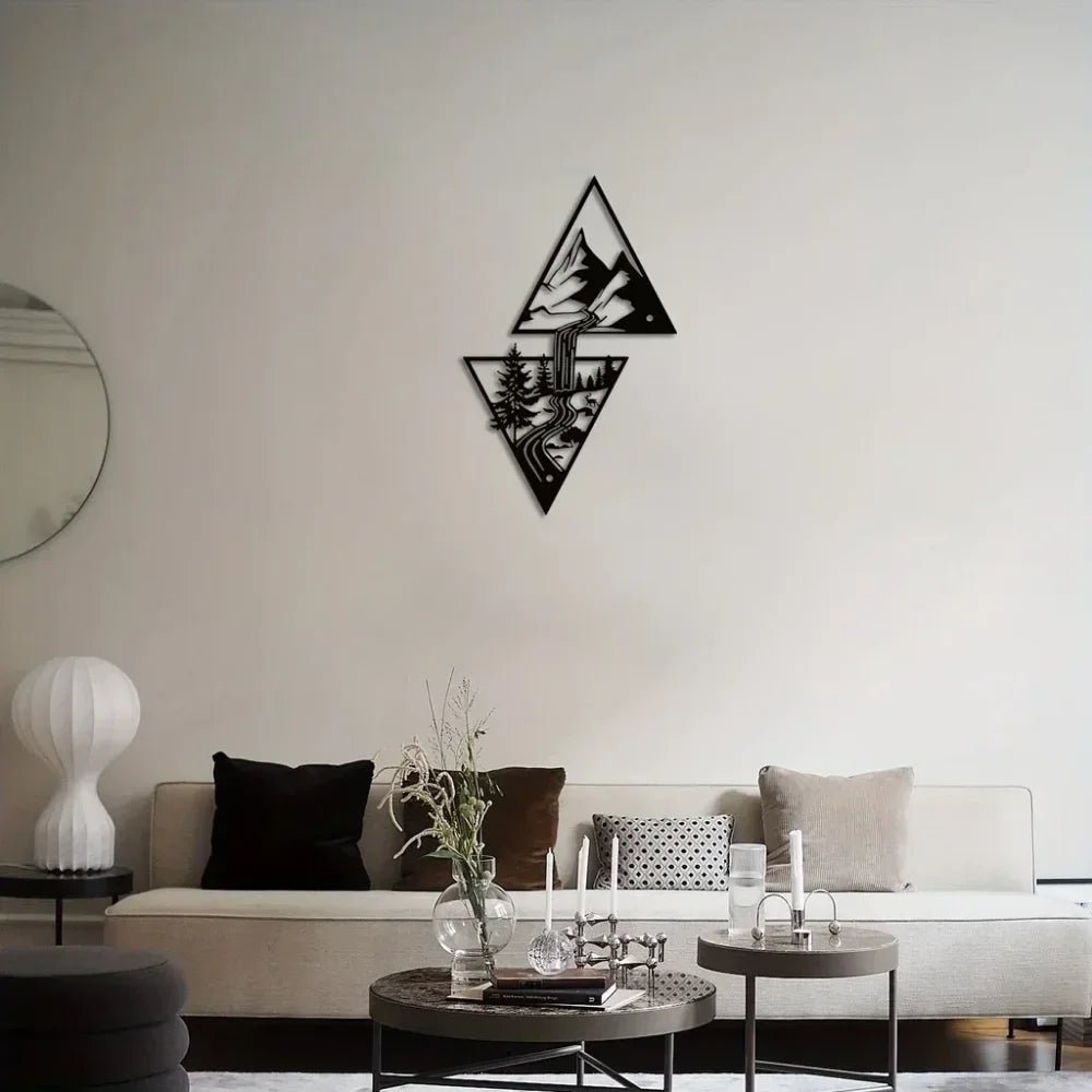 Mountain Wall Art, Mountain Waterfall Metal Wall Art Home Decor, Metal Wall Art, Home Decor Modern Art Wall Ornaments Artwork - AuvixAuvix