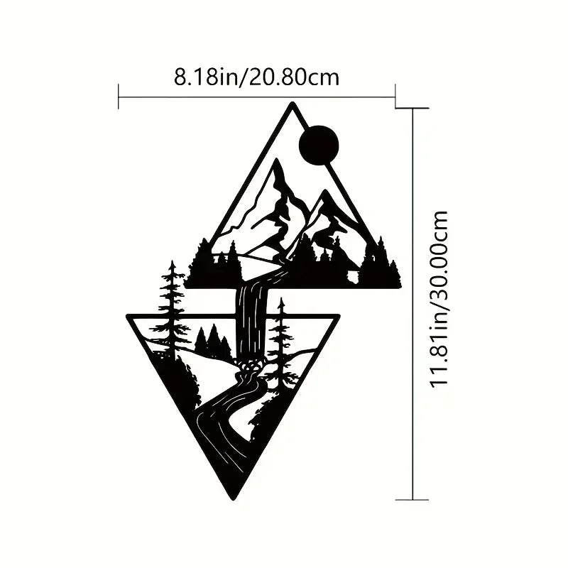 Mountain Wall Art, Mountain Waterfall Metal Wall Art Home Decor, Metal Wall Art, Home Decor Modern Art Wall Ornaments Artwork - AuvixAuvix