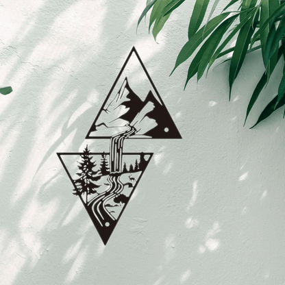 Mountain Wall Art, Mountain Waterfall Metal Wall Art Home Decor, Metal Wall Art, Home Decor Modern Art Wall Ornaments Artwork - AuvixAuvix