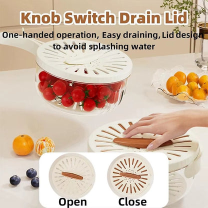 Multifunctional Drain Basket Fruit Vegetable Washing Strainer Basket with Lid Food Fresh Organizer Storage Box Kitchen Gadget - AuvixAuvix