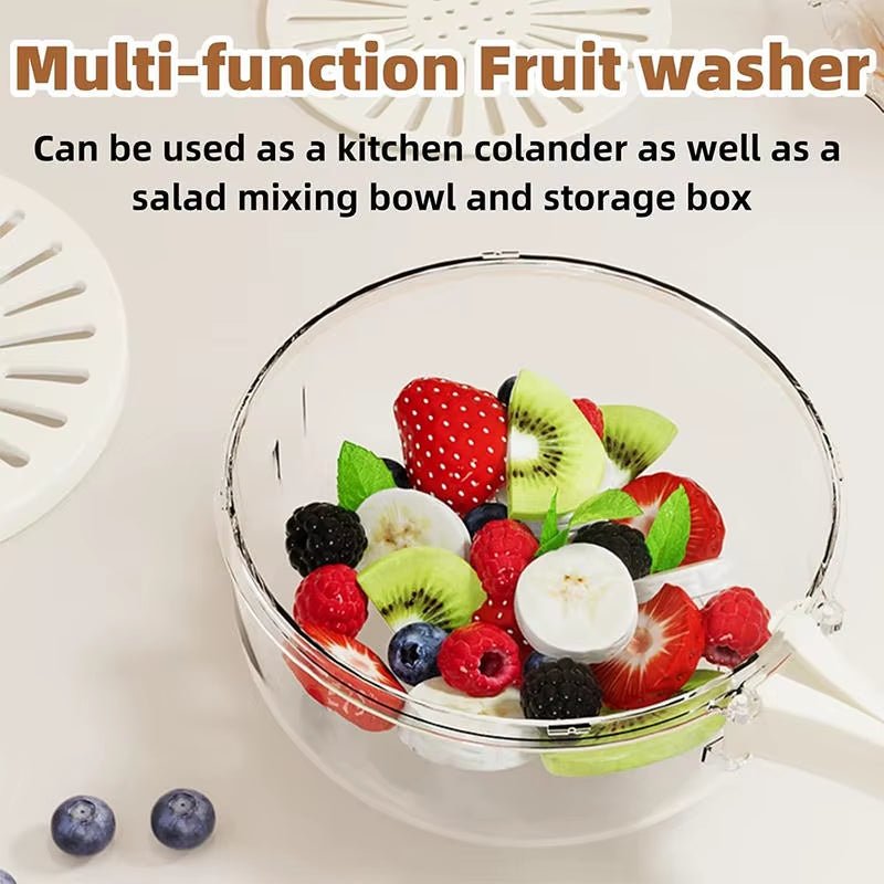 Multifunctional Drain Basket Fruit Vegetable Washing Strainer Basket with Lid Food Fresh Organizer Storage Box Kitchen Gadget - AuvixAuvix
