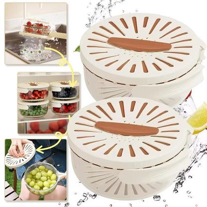 Multifunctional Drain Basket Fruit Vegetable Washing Strainer Basket with Lid Food Fresh Organizer Storage Box Kitchen Gadget - AuvixAuvix