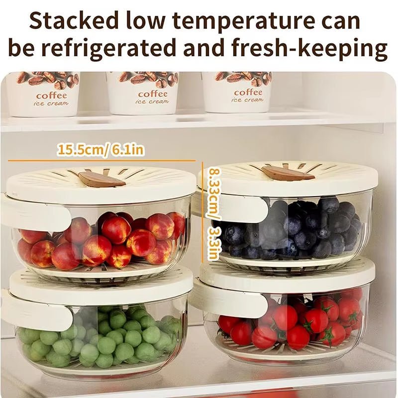 Multifunctional Drain Basket Fruit Vegetable Washing Strainer Basket with Lid Food Fresh Organizer Storage Box Kitchen Gadget - AuvixAuvix