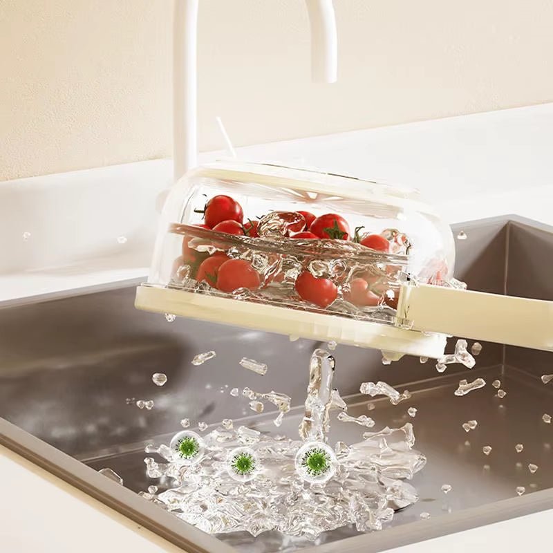 Multifunctional Drain Basket Fruit Vegetable Washing Strainer Basket with Lid Food Fresh Organizer Storage Box Kitchen Gadget - AuvixAuvix