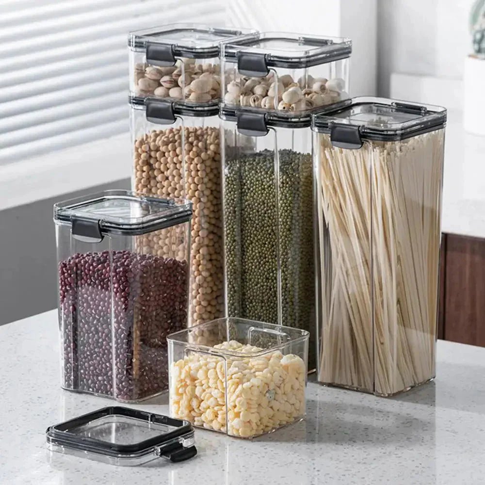Multipurpose Food Storage Containers Set - Clear Jars with Lids for Cereal, Candy, and Dry Goods - AuvixAuvix