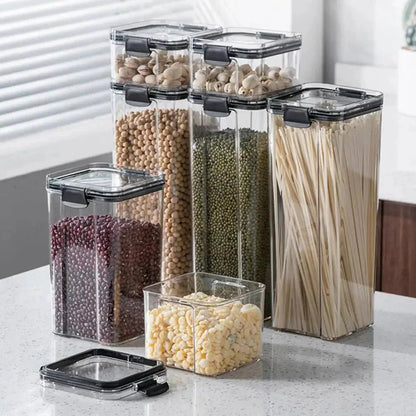 Multipurpose Food Storage Containers Set - Clear Jars with Lids for Cereal, Candy, and Dry Goods - AuvixAuvix