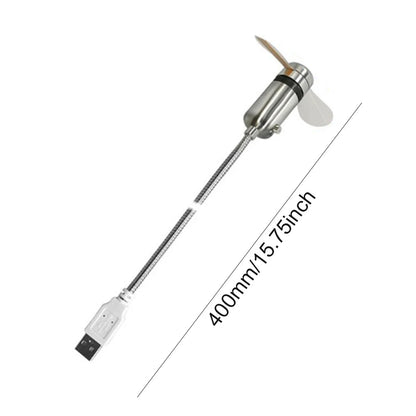 Portable Clock Fan RGB LED Night Light 5V USB Hand Fan Real Time Temperature Display Metal Mini Fan for PC Laptop Desktop Cooler - AuvixAuvix