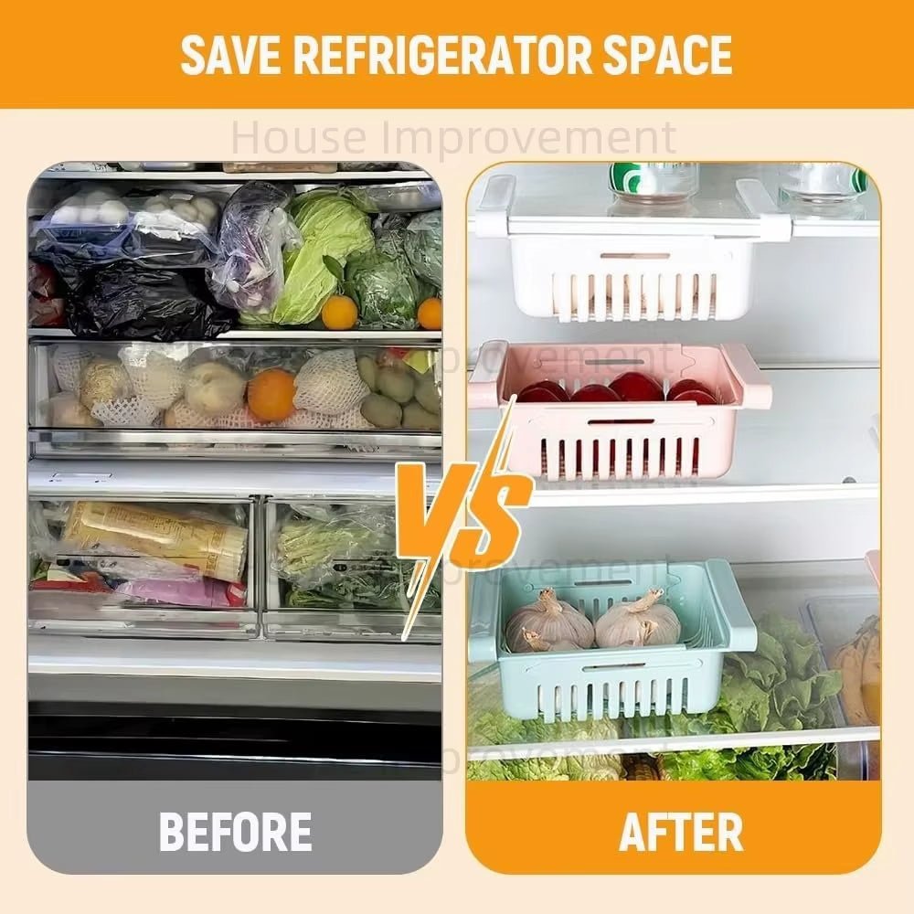 Retractable Multifunctional Tiered Refrigerator Shelf Fridge Organizer Box Fresh Divider Layer Shelf Kitchen Storage Organizer - AuvixAuvix