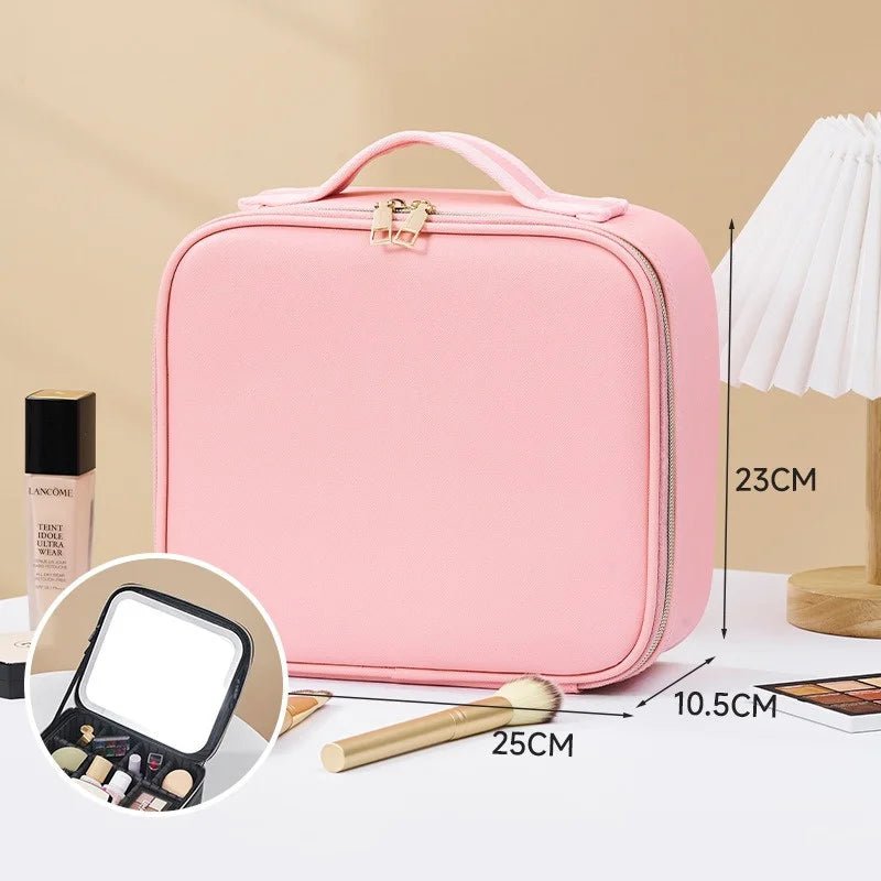 Smart LED Cosmetic Case with Mirror Travel Makeup Bag Large Capacity Female Beautician Skincare Product Makeup Case for Women - AuvixAuvix