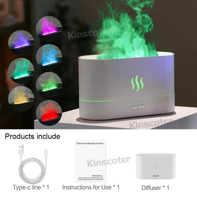 Ultrasonic Aroma Diffuser & Cool Mist Humidifier with LED Flame Effect - AuvixAuvix