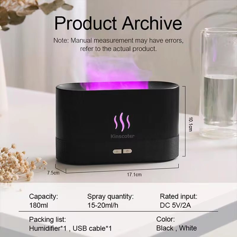 Ultrasonic Aroma Diffuser & Cool Mist Humidifier with LED Flame Effect - AuvixAuvix