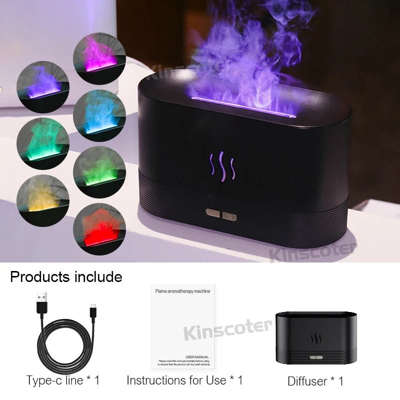 Ultrasonic Aroma Diffuser & Cool Mist Humidifier with LED Flame Effect - AuvixAuvix
