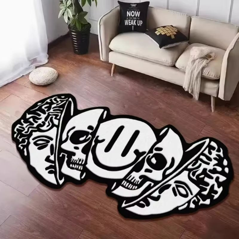 VIKAMA American Carpet Halloween Decoration Creative Skull Pattern Carpet Soft Unique Living Room Bedroom Door Mat Home Decorati - AuvixAuvix