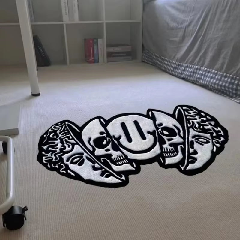 VIKAMA American Carpet Halloween Decoration Creative Skull Pattern Carpet Soft Unique Living Room Bedroom Door Mat Home Decorati - AuvixAuvix