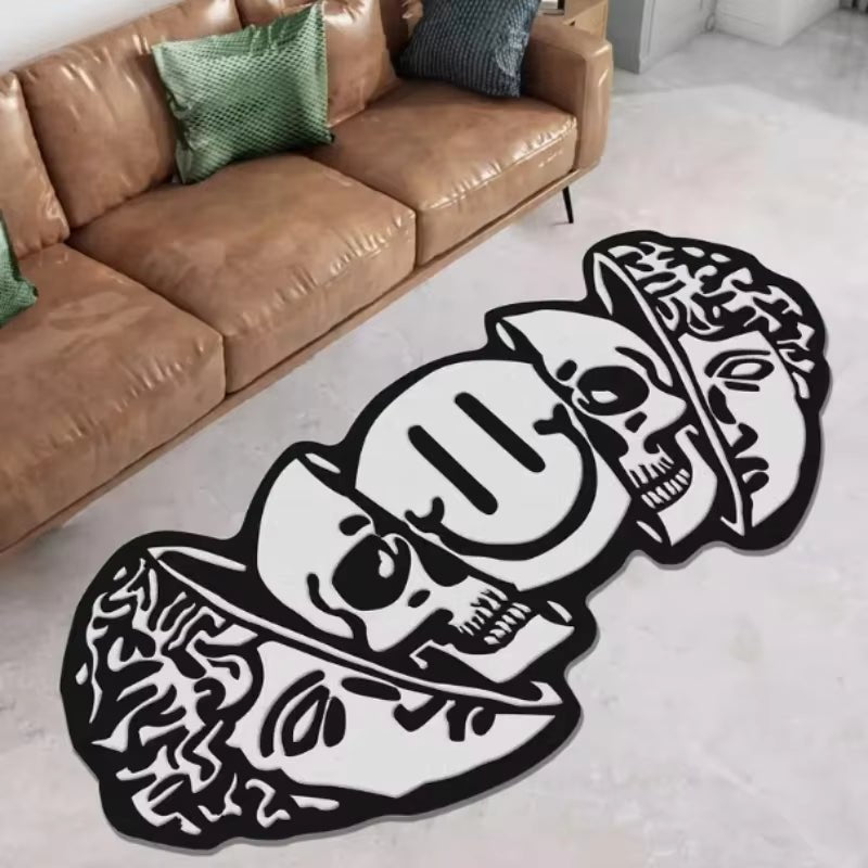 VIKAMA American Carpet Halloween Decoration Creative Skull Pattern Carpet Soft Unique Living Room Bedroom Door Mat Home Decorati - AuvixAuvix